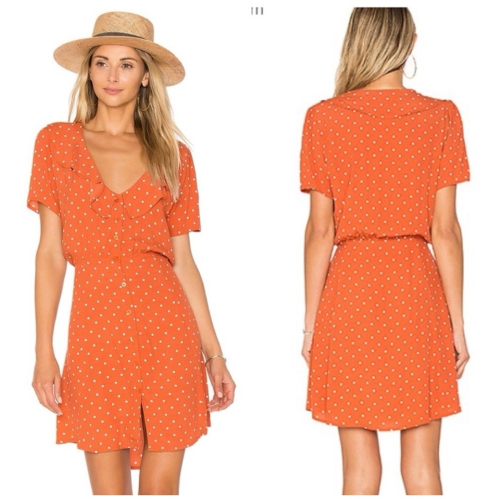 Auguste The Label Rust Lilly Day Classic‎ Polka Dot Mini Dress Size 4